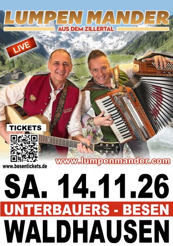 Tickets für Die Lumpen Mander aus dem Zillertal am 14.11.2026 - Karten kaufen